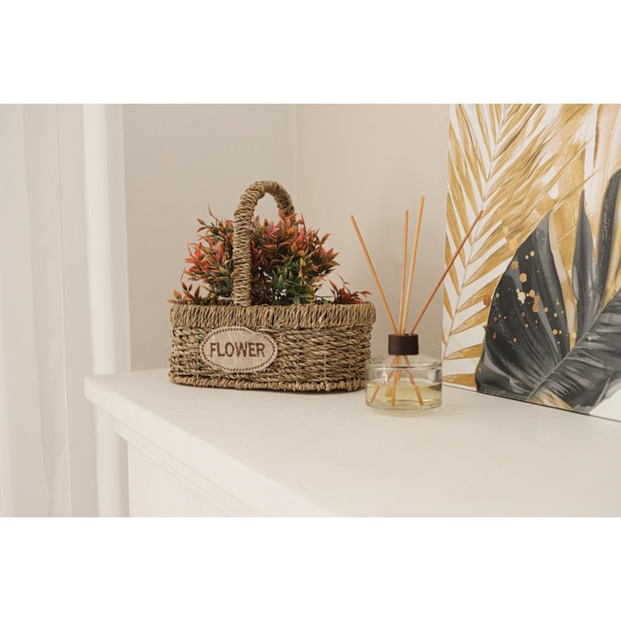 Кашпо для цветов плетёное с ручкой Доляна &laquo;Цветы&raquo;, 24&times;12&times;23 см, цвет коричневый