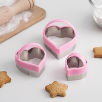 Набор форм для печенья KONFINETTA «Сердце», 10×8 см, 3 шт, цвет МИКС Набор форм для печенья KONFINETTA «Сердце», 10×8 см, 3 шт, цвет МИКС