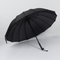 Зонт - трость полуавтоматический &laquo;Однотонный&raquo;, 16 спиц, R = 48/55 см, D = 110 см, цвет чёрный