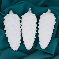 Украшение ёлочное "Шишка" (набор 3 шт) 12х4,5 см, белый