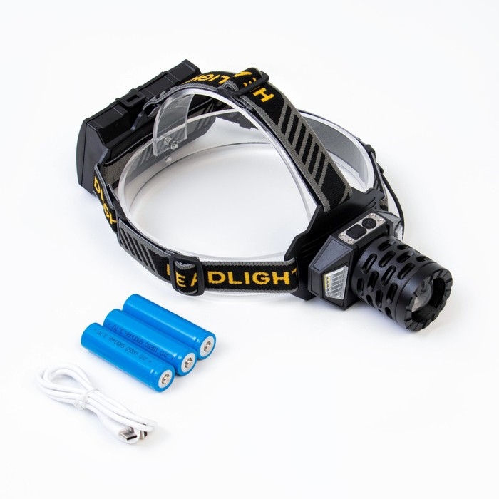 Фонарь налобный аккумуляторный, 50 Вт, 4500 мАч, 2000 лм, XHP, LED, USB, 4 режима Фонарь налобный аккумуляторный, 50 Вт, 4500 мАч, 2000 лм, XHP, LED, USB, 4 режима