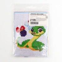 Вышивка крестиком для детей на новый год &laquo;Змея в шапочке&raquo;, 14 х 10 см, новогодний набор для творчества