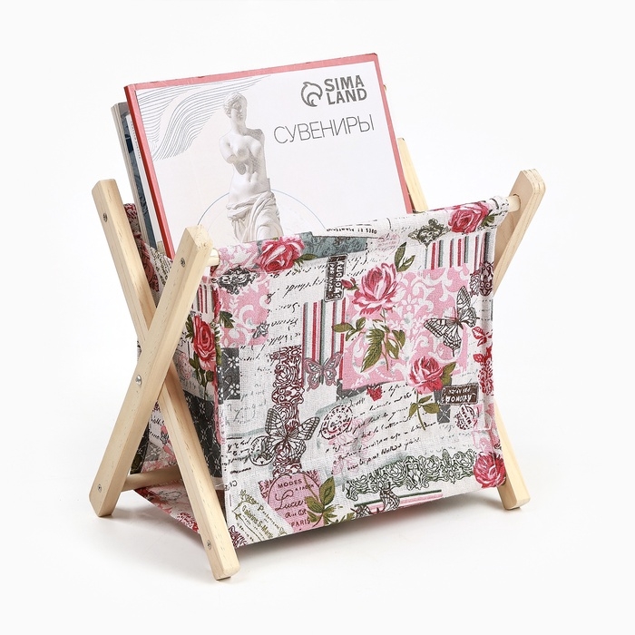 Газетница, подставка для книг и журналов Газетница, подставка для книг и журналов "Розы", 26×16×23 см