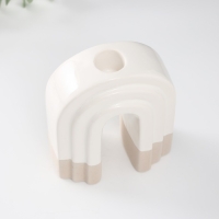 Подсвечник керамика на 1 свечу "Скара" песочно-белый 10,2х6х12,8 см