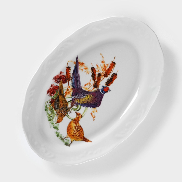 Блюдо фарфоровое &laquo;Сезон охоты&raquo;, d=31,5 см, белое, МИКС