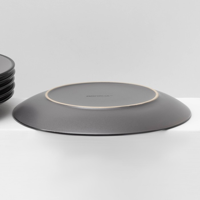 Набор тарелок кермических Доляна &laquo;Ваниль&raquo;, 18 предметов: 6 тарелок d=19 см, 6 тарелок d=27 см, 6 мисок d=19 см, цвет серый