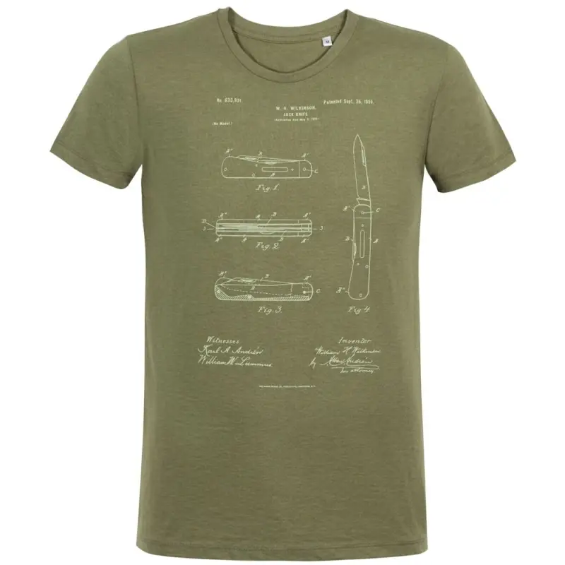 Футболка приталенная Old Patents. Knife, меланж хаки, размер S