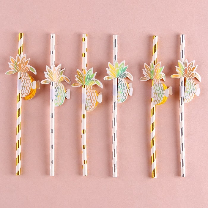 Трубочки для коктейля «Ананас», спираль, в наборе 6 штук Трубочки для коктейля «Ананас», спираль, в наборе 6 штук