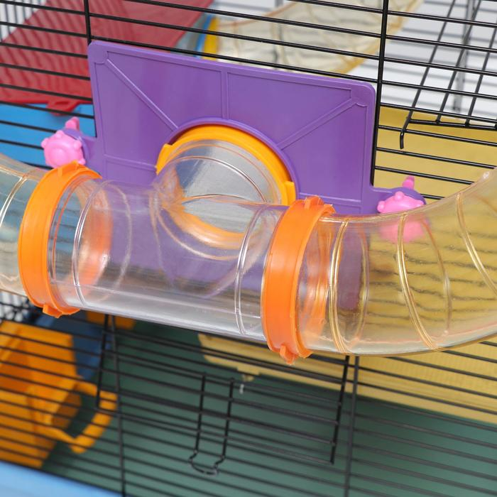 Клетка для грызунов трехярусная с лабиринтом и колесом, 39 x 29 х 64 см, микс цветов Клетка для грызунов трехярусная с лабиринтом и колесом, 39 x 29 х 64 см, микс цветов