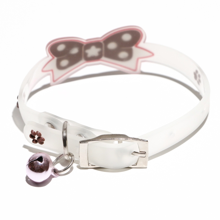 Ошейник "Бантик", 28 х 1 см, ОШ 18-24 см, прозрачный/коричневый