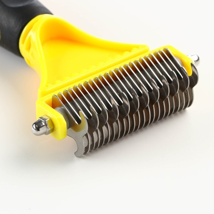 Инструмент для стриппинга двухсторонний с частые зубцы, 23 х 12 см , чёрно-жёлтый Инструмент для стриппинга двухсторонний с частые зубцы, 23 х 12 см , чёрно-жёлтый