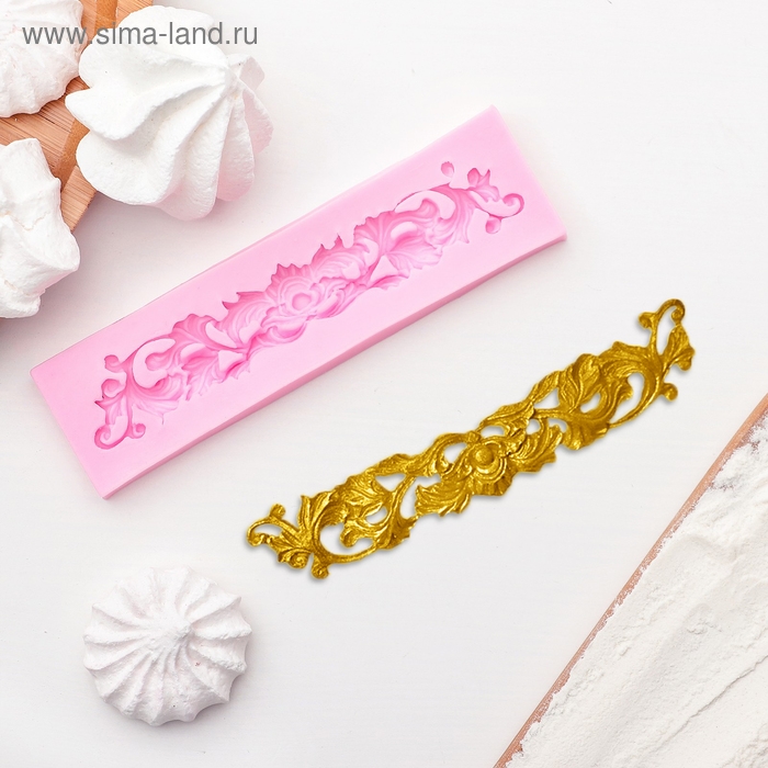 Молд Доляна &laquo;Лепнина&raquo;, силикон, 13,5&times;3,5 см, цвет розовый