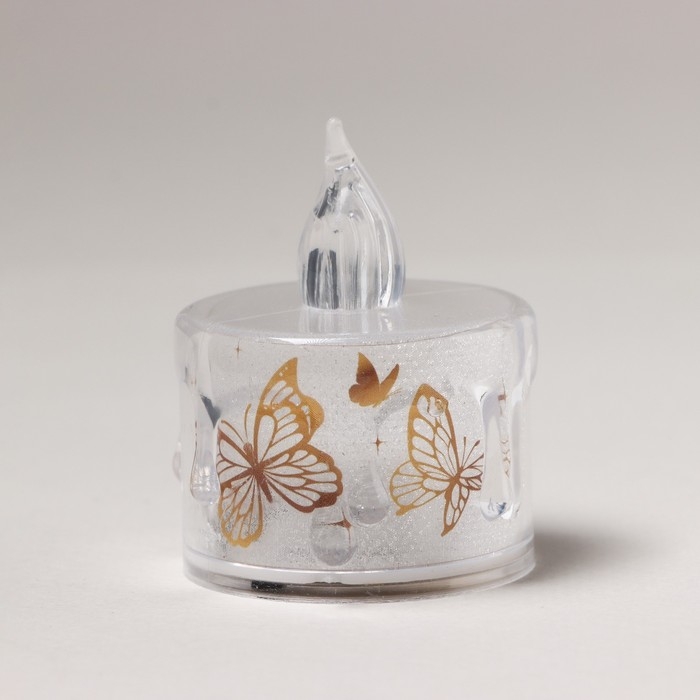 Свеча светодиодная с бабочками, мод. СВ-22 &laquo;Бабочки&raquo;, 5 х 3,8 см.