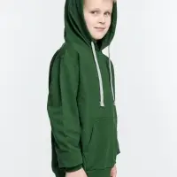 Толстовка с капюшоном детская Kirenga Kids, темно-зеленая, 10 лет