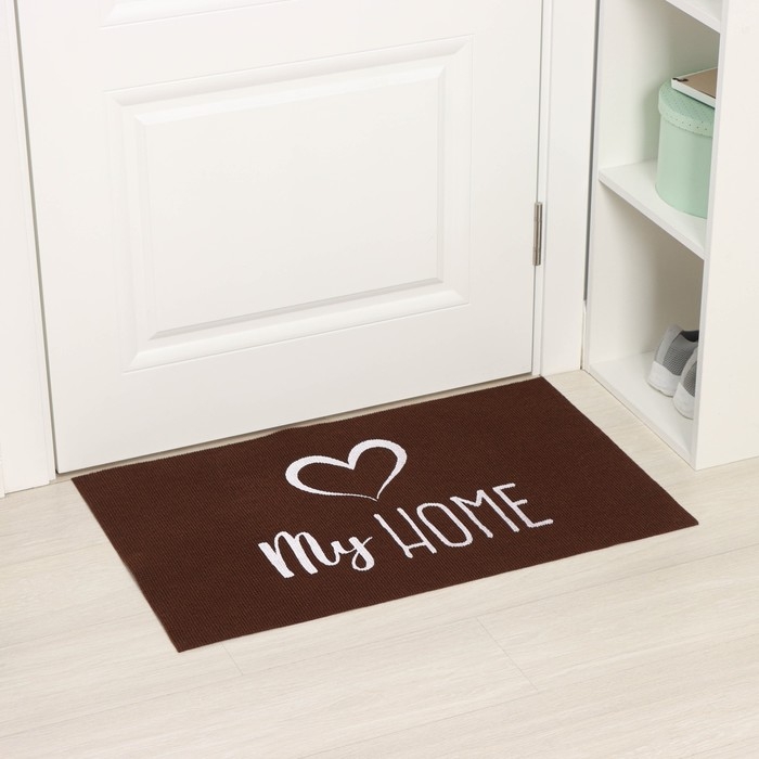 Коврик придверный Доляна My home, 50&times;80 см, влаговпитывающий, светящийся в темноте, цвет коричневый
