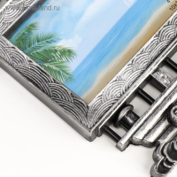 Фоторамка пластик на 5 фото 10х15, 12х12 см "Корабль" тёмное серебро 38х48 см