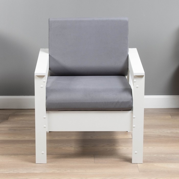 Кресло "Айдаха" велюр графит, ЛДСП белый