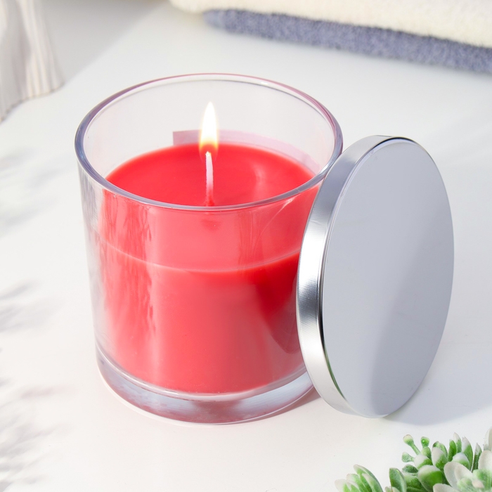 Свеча ГИГАНТ ароматическая в стакане Свеча ГИГАНТ ароматическая в стакане "Сладкая земляника", соевый воск, 10х10 см