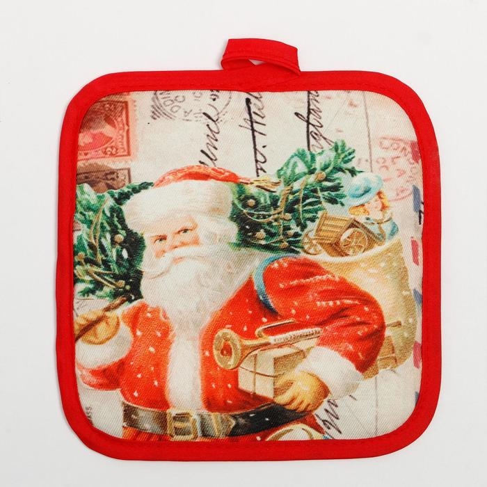 Кухонный новогодний набор Доляна Кухонный новогодний набор Доляна"Новый Год", фартук 70х80 см, прихватка17х17см,варежка-прихватка 26х16см