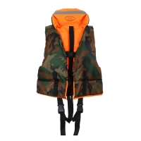 Жилет спасательный Flinc двухсторонний 100 кг (оранжевая основа, камуфляж внутри) Жилет спасательный Flinc двухсторонний 100 кг (оранжевая основа, камуфляж внутри)