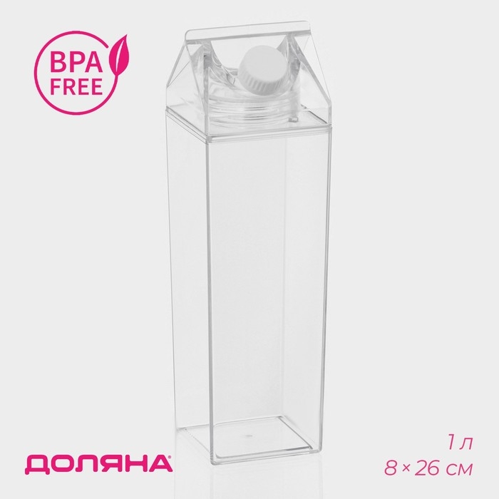 Кувшин для напитков Доляна, 1 л, 8&times;26 см, полистирол, цвет прозрачный