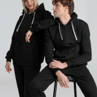 Толстовка на молнии с капюшоном Unit Siverga Heavy черная, размер XS