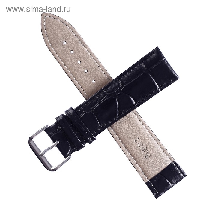 Ремешок для часов Ремешок для часов "Bugert" 16 мм, натуральная кожа, l=20 см, черный, фактура крокодил