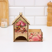 Чайный домик с конфетницей "Пионы", 18 х 10 х 16,5см Чайный домик с конфетницей "Пионы", 18 х 10 х 16,5см