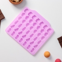 Форма для мармелада Доляна &laquo;Фруктовый бум&raquo;, силикон, 18,5&times;17,5 см, 42 ячейки (2,2&times;2,2 см), цвет розовый