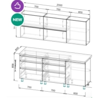 Кухня "Лофт-2,0", 2000 Венге/дуб крафт золотой/столешница луна