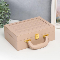 Шкатулка кожзам для украшений чемодан "Крупная клетка" бежевая 9х25х17 см Шкатулка кожзам для украшений чемодан "Крупная клетка" бежевая 9х25х17 см