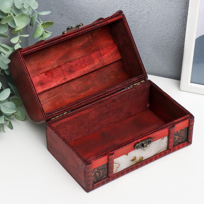 Шкатулка дерево состаренная "Розы и марки" набор 2 шт 6,5х11,5х7,5, 10,5х17х10,5 см