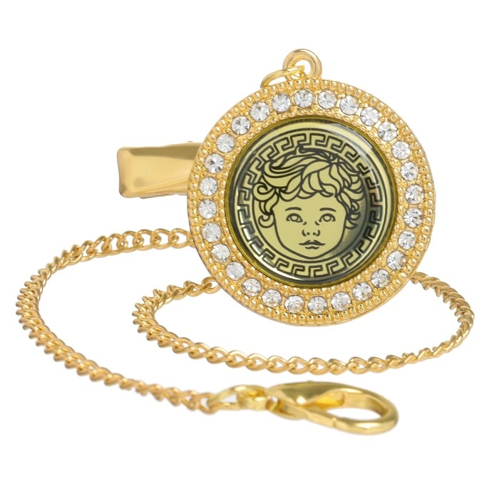 Соска - пустышка силиконовая ортодонтическая «Наш ангел», от 6 мес., с колпачком + держатель - цепочка, цвет черный/золото, стразы Соска - пустышка силиконовая ортодонтическая «Наш ангел», от 6 мес., с колпачком + держатель - цепочка, цвет черный/золото, стразы