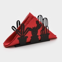 Салфетница Доляна &laquo;Кактусы&raquo;, 15&times;4&times;10,3 см, цвет чёрный