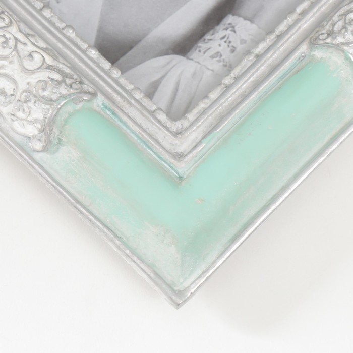 Фоторамка полистоун 10х15 см "Витиеватый узор" голубая 21х16 см