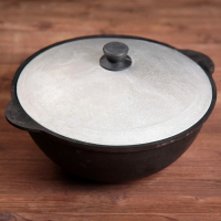 Казан чугунный, 4,5 л, плоское дно, алюминиевая крышка Казан чугунный, 4,5 л, плоское дно, алюминиевая крышка