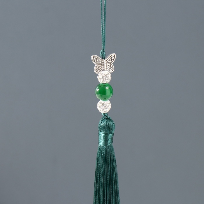 Подвеска текстиль, металл Подвеска текстиль, металл "Бабочка" тёмно-зелёная 1х1,2х16,5 см