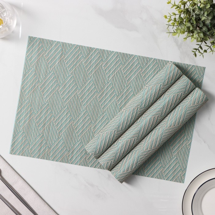 Салфетки сервировочные на стол Доляна &laquo;Энн&raquo;, 4 шт, 30&times;45 см, цвет серо-голубой