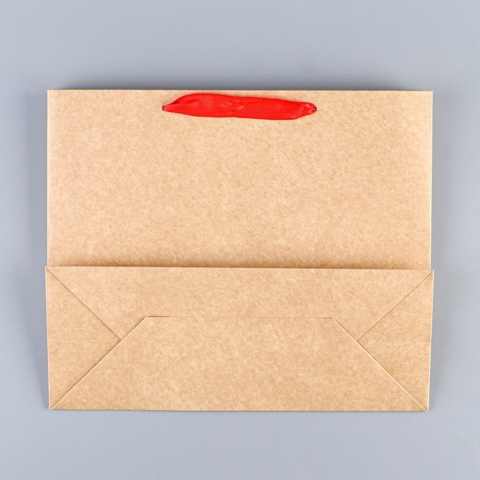 Пакет подарочный новогодний крафтовый с пластиковым окном &laquo;Подарок от Деда Мороза&raquo;, 31 х 26 х 11 см