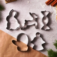 Подарочный набор формочек для печенья KONFINETTA &laquo;Зимние приключения&raquo;: 10 шт, нержавеющая сталь