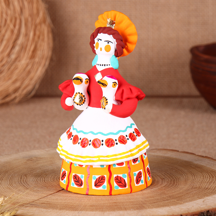 Дымковская игрушка Дымковская игрушка "Крестьянка с утками", 16 см, микс