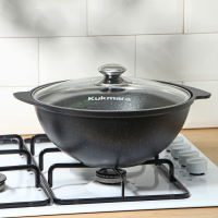 Казан, 3,5 л, стеклянная крышка, литые ручки, антипригарное покрытие, цвет тёмный мрамор Казан, 3,5 л, стеклянная крышка, литые ручки, антипригарное покрытие, цвет тёмный мрамор