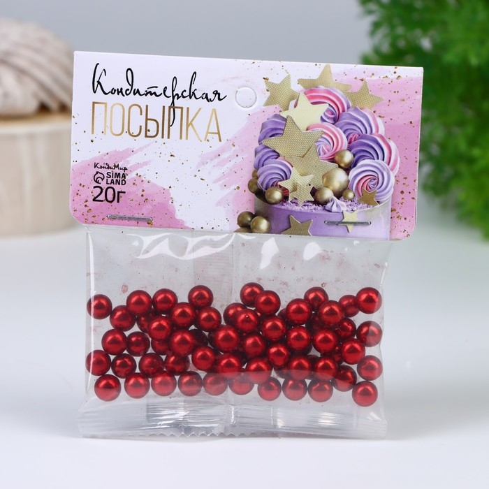 Новый год. Кондитерский декор «Стильное решение», 7 мм, красная, 20 г Новый год. Кондитерский декор «Стильное решение», 7 мм, красная, 20 г