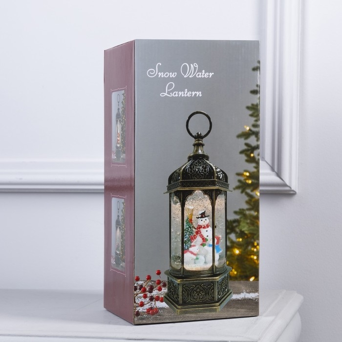 Светодиодная фигура &laquo;Фонарь с Дедом Морозом&raquo; 13 &times; 28.5 &times; 12 см, пластик, батарейки ААх3 (не в комплекте), USB, свечение тёплое белое