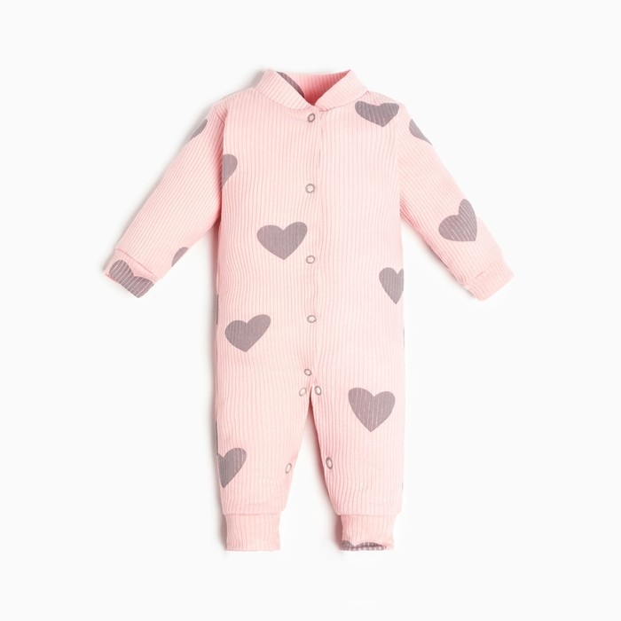 Комбинезон Крошка Я &laquo;Сердца&raquo;, рост 62-68 см, цвет розовый