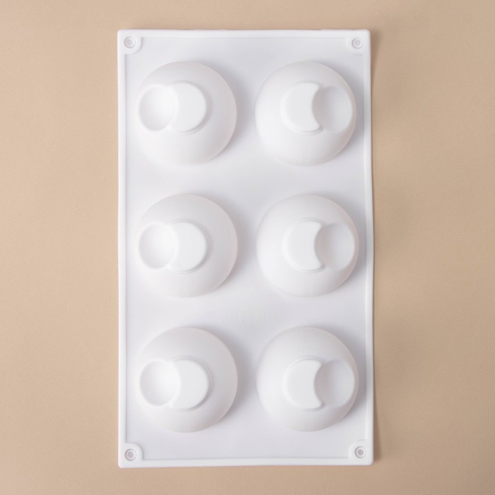 Форма для муссовых десертов и выпечки Доляна &laquo;Десерт с фруктами&raquo;, 30&times;17,5&times;4,5 см, 6 ячеек (d=7 см), цвет белый