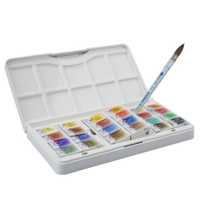 Акварель художественная в кюветах, 24 цвета х 2.5 мл, ЗХК Акварель художественная в кюветах, 24 цвета х 2.5 мл, ЗХК "Санкт-Петербург", пластиковая палитра, 1942017