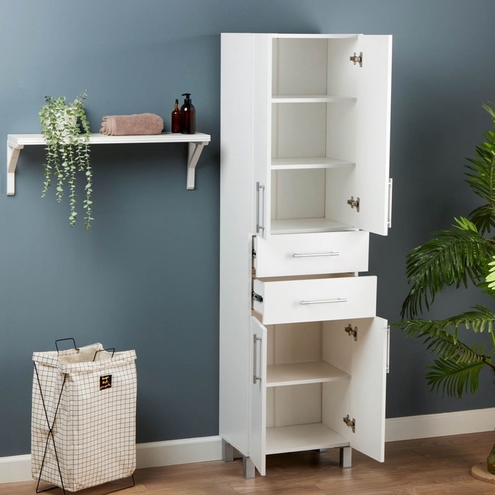 Пенал для ванной комнаты 500 с ящиками, белый, 50 х 33 х 185 см