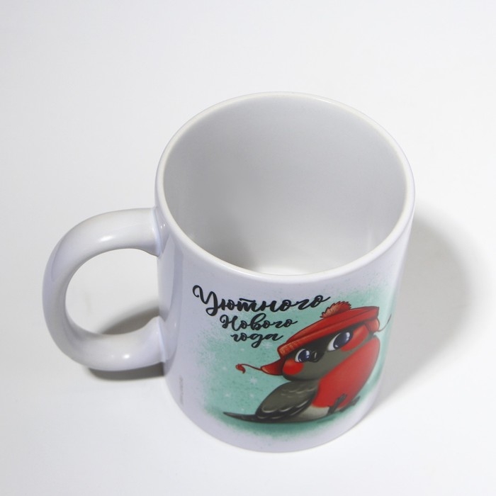 Кружка новогодняя керамическая &laquo;Снегирь&raquo;, 320 мл, цвет белый