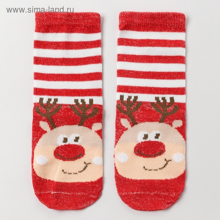 Носки детские &laquo;Лось&raquo;, цвет красный, размер 14-16